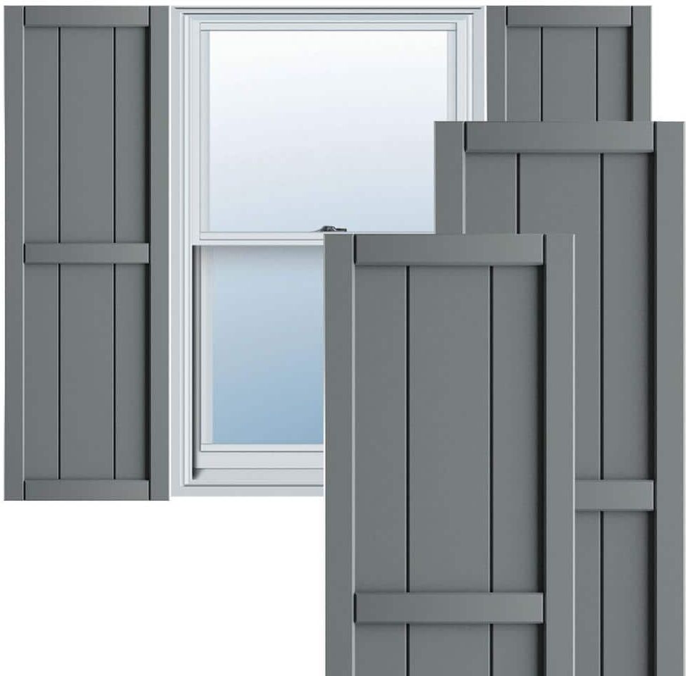 Ekena Millwork 10-3/4 in. x 47 in. True Fit PVC Two Board Framed Board and Batten Shutters Pair in Ocean Swell