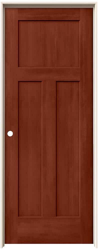 JELD-WEN 32 in. x 80 in. Craftsman Amaretto Stain Right-Hand Solid Core Molded Composite MDF Single Prehung Interior Door