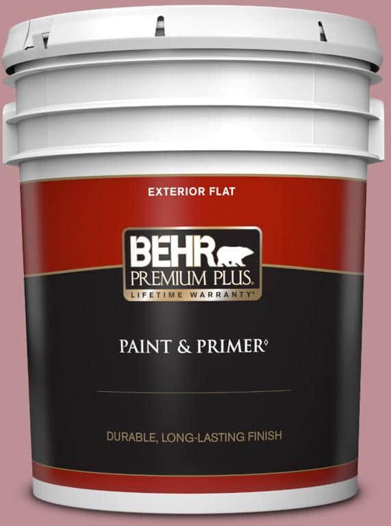 BEHR PREMIUM PLUS 5 gal. #S130-4 Cherry Juice Flat Exterior Paint & Primer