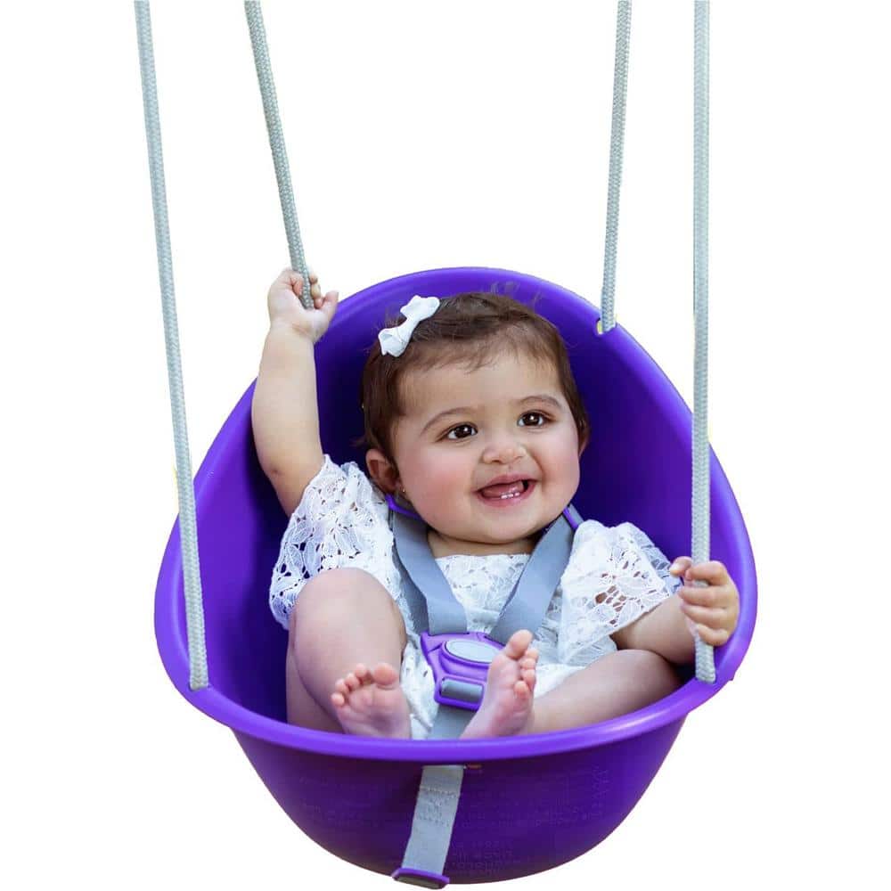 FLYBAR Swurfer Coconut Toddler Baby Swing, Comfy 3- Point Adjustable Safety Harness, Durable, No Assembly, Easy Installation, P