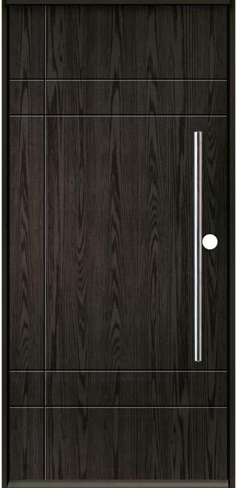 Krosswood Doors SUMMIT Modern Faux Pivot 36 in. x 80 in. Left-Hand/Inswing Solid Panel Baby Grand Stain Fiberglass Prehung Front Door