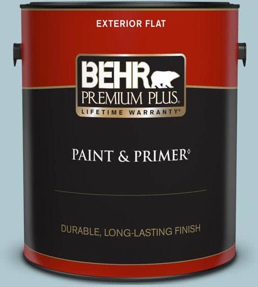 BEHR PREMIUM PLUS 1 gal. #S470-2 Gentle Sea Flat Exterior Paint & Primer