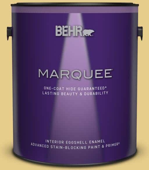 BEHR MARQUEE 1 gal. #T12-6 Lol Yellow Eggshell Enamel Interior Paint & Primer