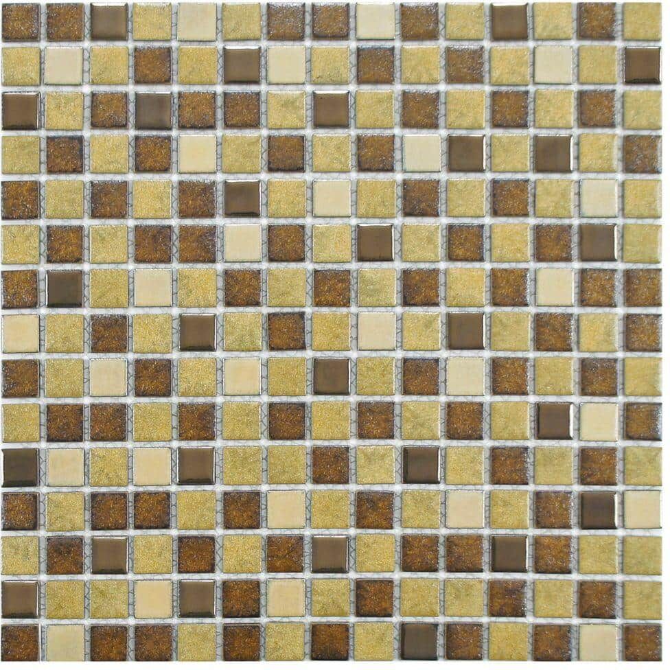 Merola Tile Metal Multi Beige 12-1/4 in. x 12-1/4 in. Porcelain Mosaic Tile (10.6 sq. ft./Case)