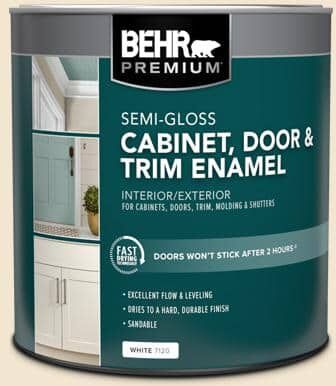 BEHR PREMIUM 1 qt. #S310-1 Writing Paper Semi-Gloss Enamel Interior Cabinet and Trim Paint