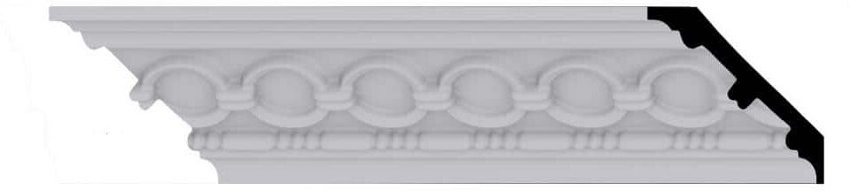 Ekena Millwork 3-1/8 in. x 3-1/8 in. x 94-1/2 in. Polyurethane Foster Coin and Bead Crown Moulding