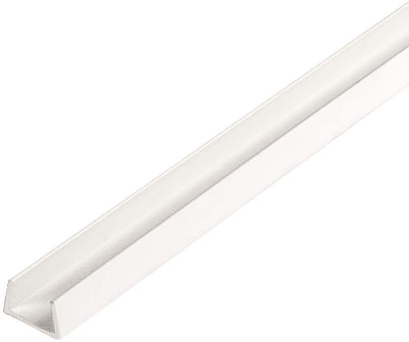 Outwater 1/4 in. D x 3/8 in. W x 36 in. L White UV Stabilized Rigid PVC Plastic U-Channel Moulding Fits 3/8 in. Board (4-Pack)