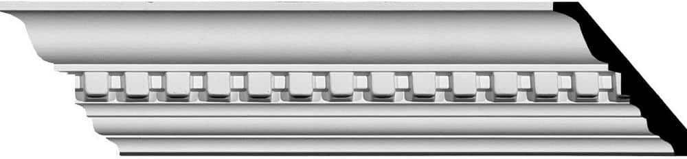 Ekena Millwork 2-3/4 in. H x 2-3/4 in. P x 3-7/8 in. F x 94-1/2 in. L Polyurethane Dentil Crown Moulding (12-Pack)