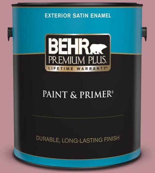 BEHR PREMIUM PLUS 1 gal. #S130-4 Cherry Juice Satin Enamel Exterior Paint & Primer