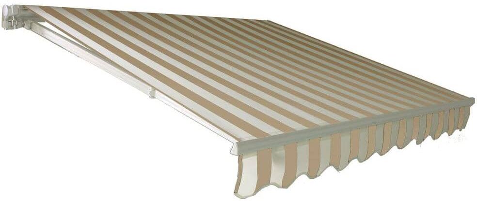 Beauty-Mark 12 ft. California Manual Retractable Awning (120 in. Projection) in Tan/White