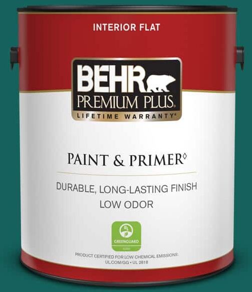 BEHR PREMIUM PLUS 1 gal. #S-H-490 Billiard Table Flat Low Odor Interior Paint & Primer