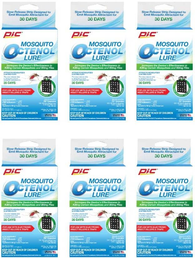 PIC Mosquito Octenol Lure (6-Pack), Attracts Mosquitoes, for Use with Electronic Insect Killers and Traps