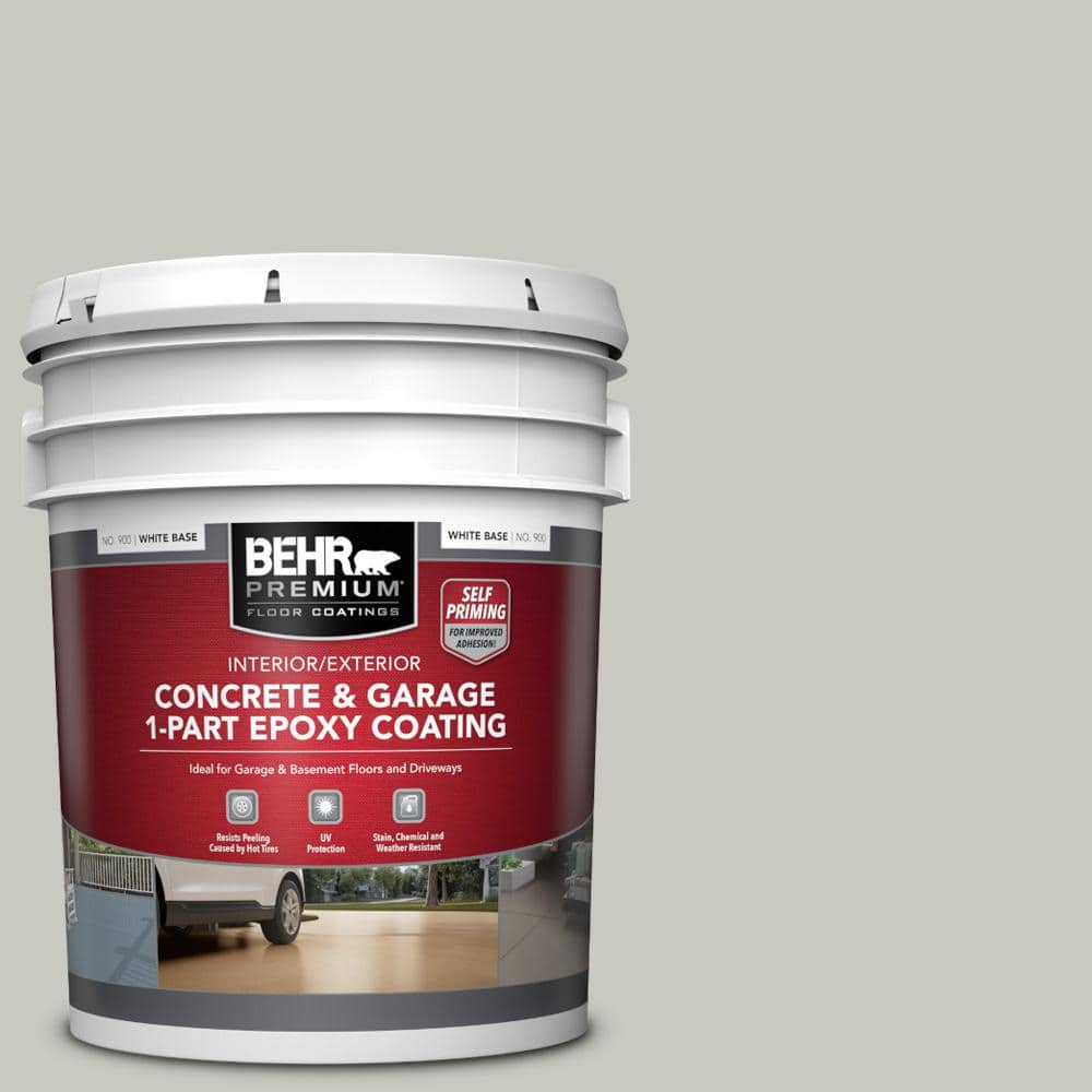 BEHR PREMIUM 5 gal. #PPU24-12 Whitewash Oak Self-Priming 1-Part Epoxy Satin Interior/Exterior Concrete and Garage Floor Paint