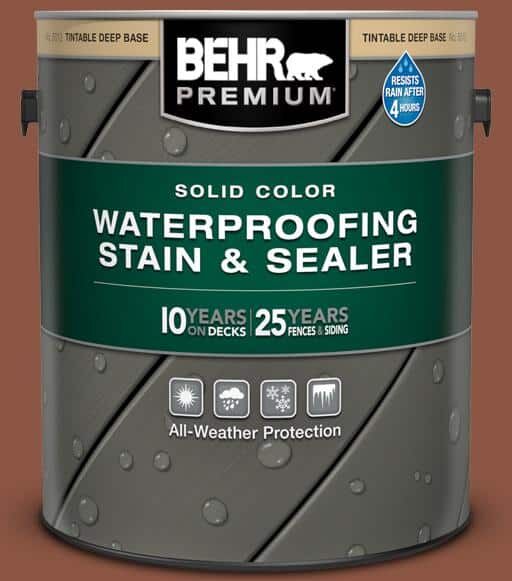 BEHR PREMIUM 1 gal. #S180-7 True Copper Solid Color Waterproofing Exterior Wood Stain and Sealer