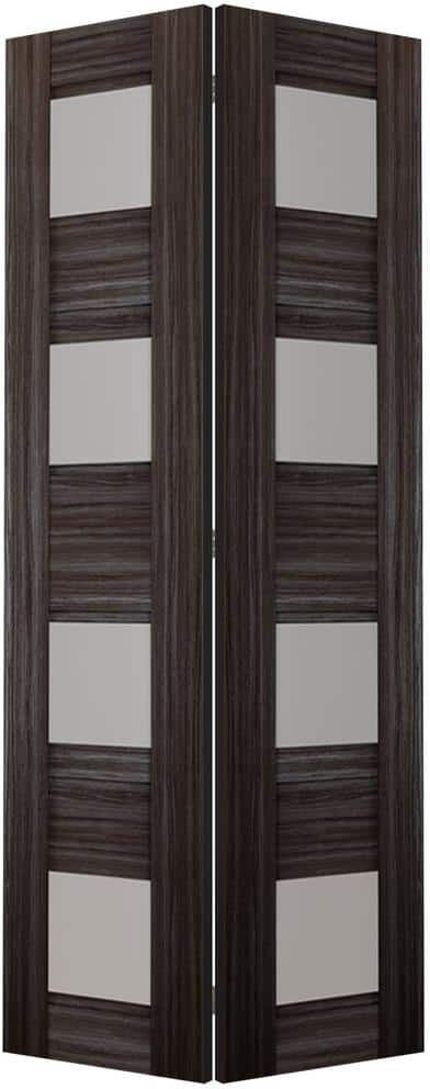 Belldinni Della 48 in. x 79.375 in. 4-Lite Frosted Glass Gray Oak Wood Composite Bifold Door