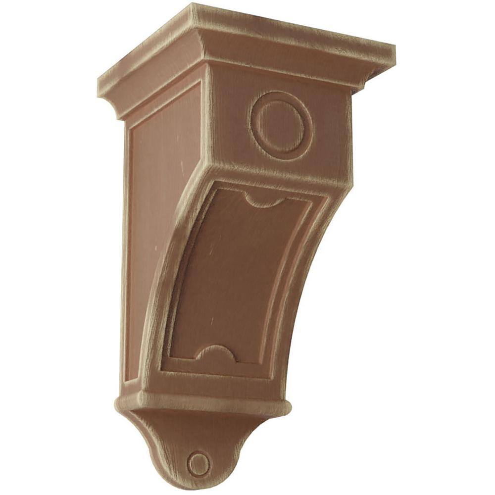 Ekena Millwork 7-1/2 in. x 14 in. x 7-1/2 in. Weathered Brown Arts and Crafts Wood Vintage Decor Corbel