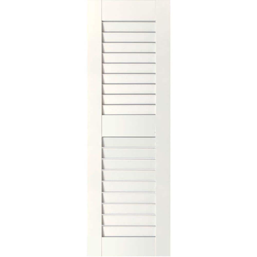 Ekena Millwork 12 in. x 53 in. Exterior Real Wood Sapele Mahogany Louvered Shutters Pair Primed