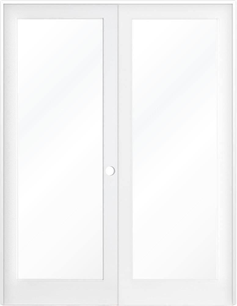 Krosswood Doors 56 in. x 80 in. Craftsman Shaker 1-Lite Clear Glass Left Handed MDF Solid Core Double Prehung French Door