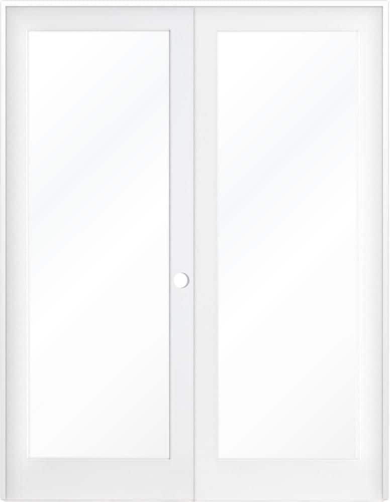 Krosswood Doors 56 in. x 96 in. Craftsman Shaker 1-Lite Clear Glass Left Handed MDF Solid Core Double Prehung French Door