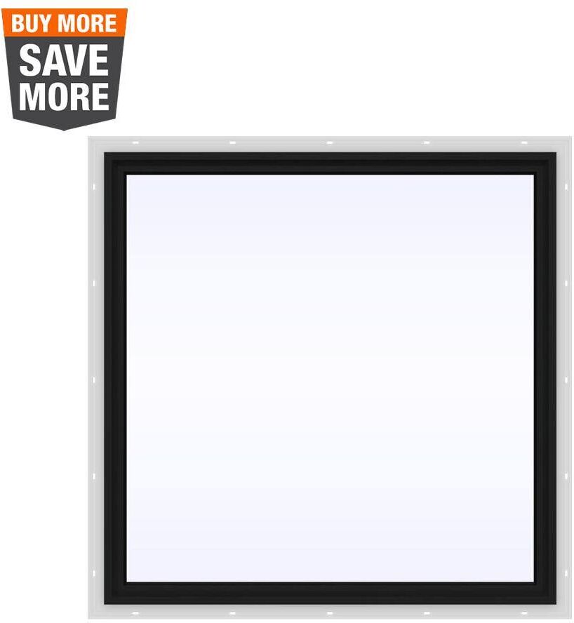 JELD-WEN 48 in. x 48 in. V-4500 Series Bronze Exterior/White Interior FiniShield Vinyl Picture Window w/ Low-E 366 Glass