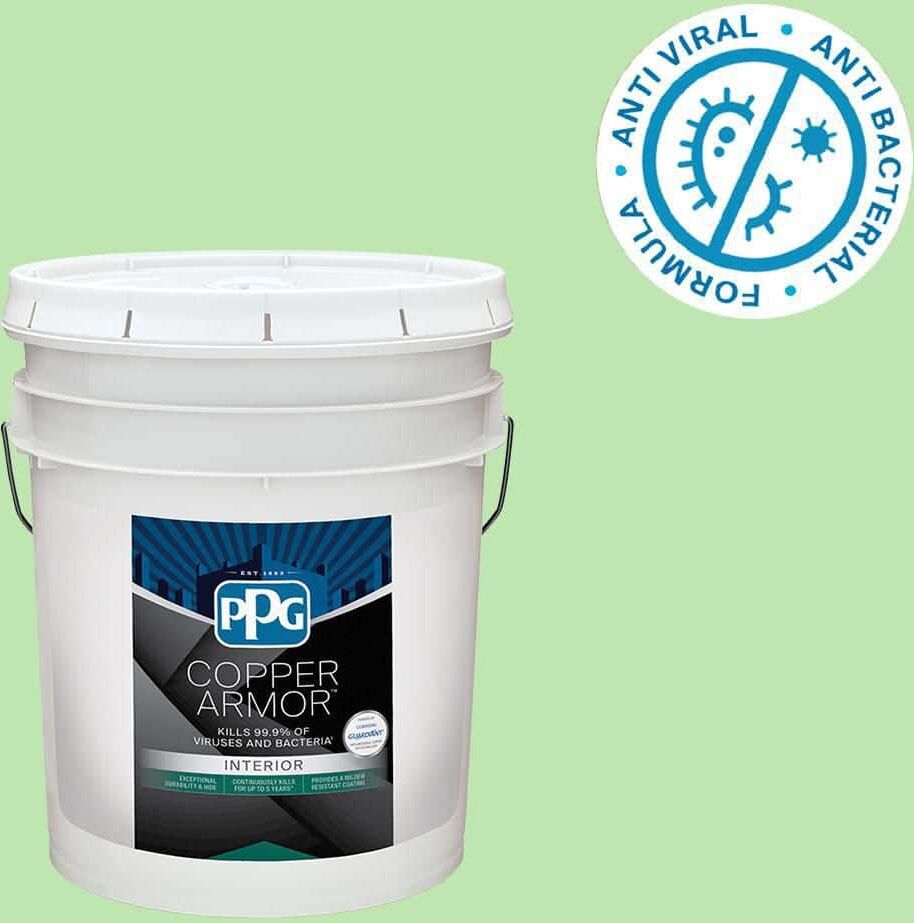 COPPER ARMOR 5 gal. PPG1224-5 Almost Aloe Eggshell Antiviral and Antibacterial Interior Paint with Primer