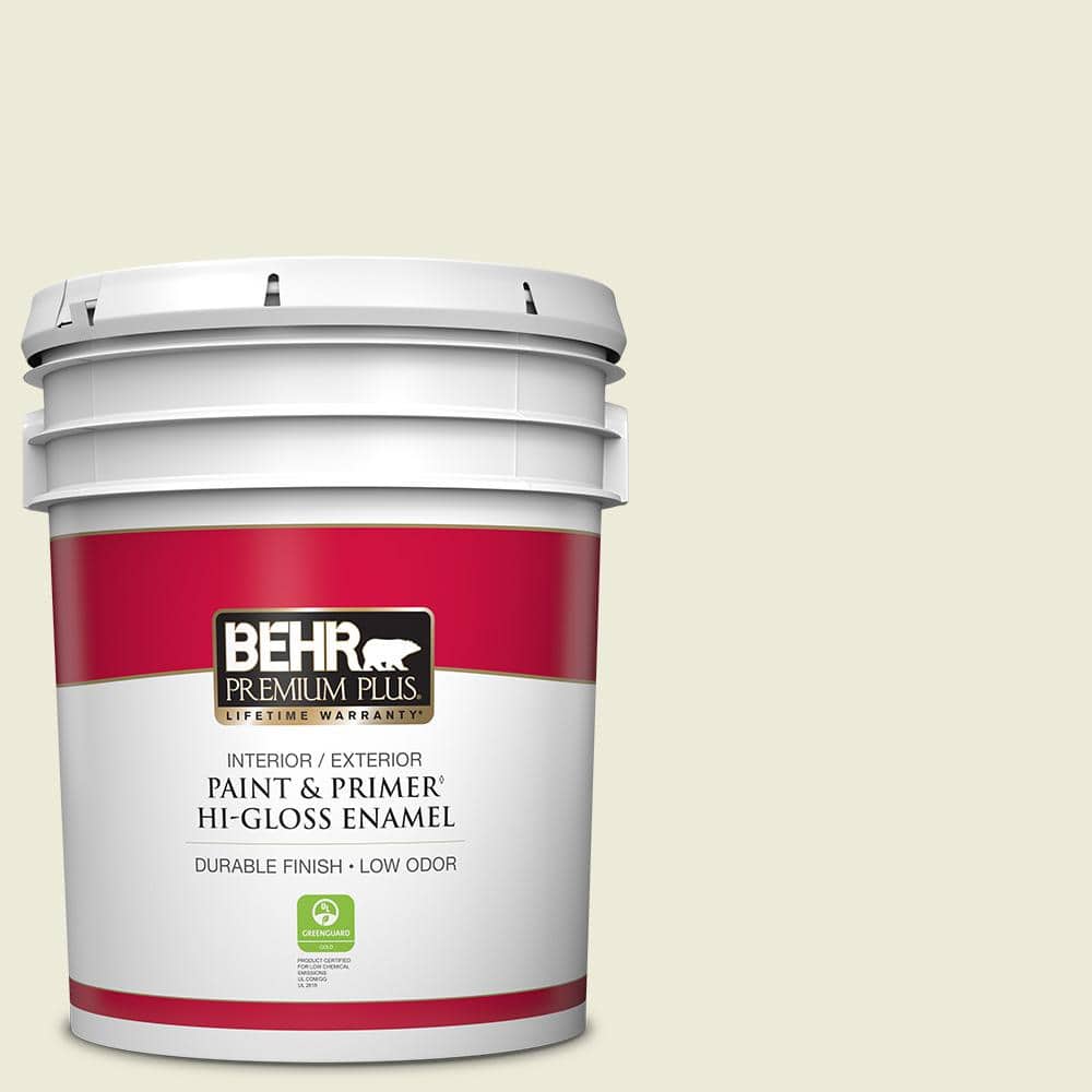 BEHR PREMIUM PLUS 5 gal. Home Decorators Collection #HDC-CT-27 Swiss Cream Hi-Gloss Enamel Interior/Exterior Paint & Primer