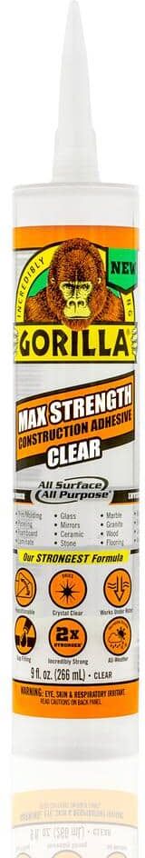 Gorilla 9 oz. Max Strength Construction Adhesive Clear (Case of 12)