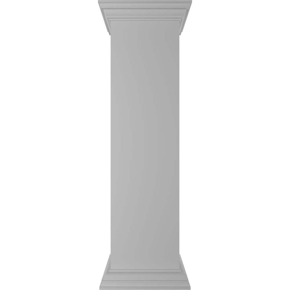 Ekena Millwork Plain 48 in. x 12 in. White Box Newel Post, Flat Capital and Base Trim (Installation Kit Included)