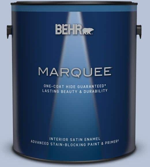 BEHR MARQUEE 1 gal. #610C-3 Virginia Blue Satin Enamel Interior Paint & Primer