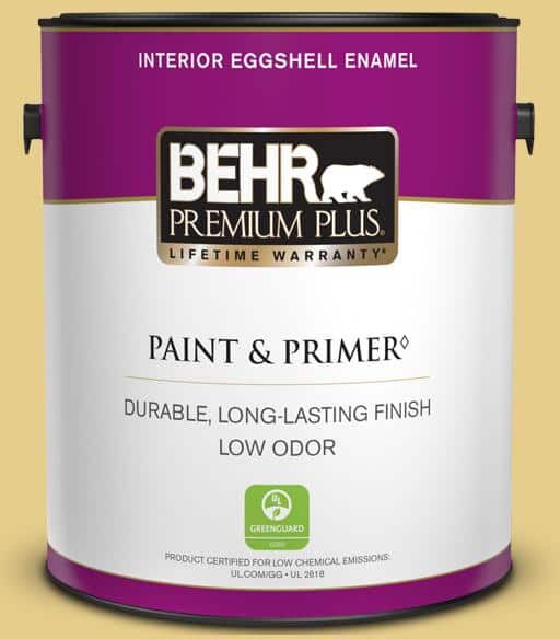 BEHR PREMIUM PLUS 1 gal. #T12-6 Lol Yellow Eggshell Enamel Low Odor Interior Paint & Primer