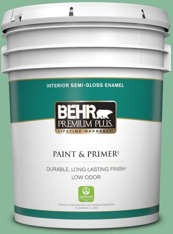 BEHR PREMIUM PLUS 5 gal. #470D-4 Garden View Semi-Gloss Enamel Low Odor Interior Paint & Primer