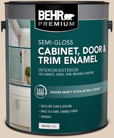 BEHR PREMIUM 1 gal. #N240-2 Adobe Sand Semi-Gloss Enamel Interior/Exterior Cabinet, Door & Trim Paint