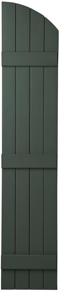 Ply Gem 15 in. x 71 in. Polypropylene Plastic Arch Top Closed Board and Batten Shutters Pair in Coastal Green