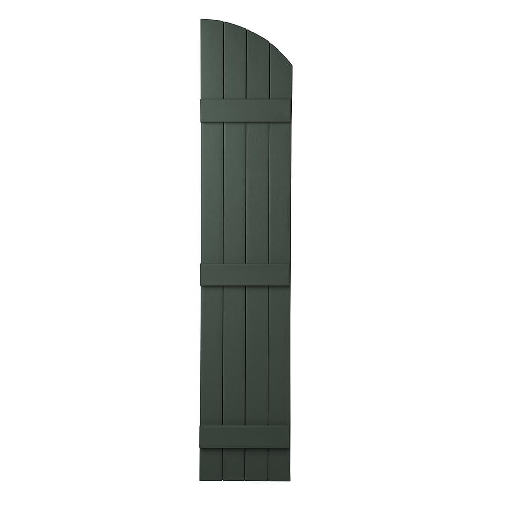 Ply Gem 15 in. x 73 in. Polypropylene Plastic Arch Top Closed Board and Batten Shutters Pair in Green