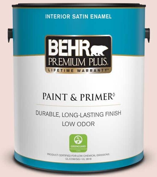 BEHR PREMIUM PLUS 1 gal. #BIC-05 Shabby Chic Pink Satin Enamel Low Odor Interior Paint & Primer