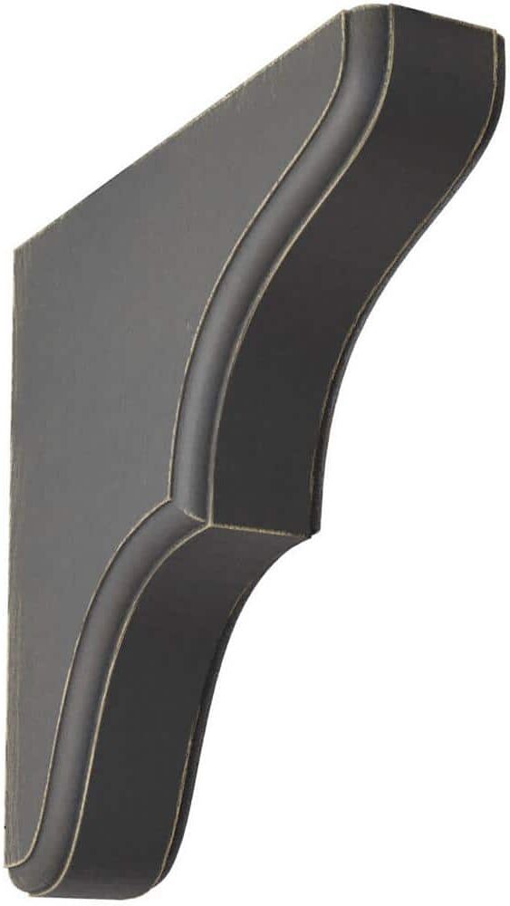 Ekena Millwork 1-3/4 in. x 7-1/2 in. x 7-1/2 in. Black Stratford Wood Vintage Decor Bracket