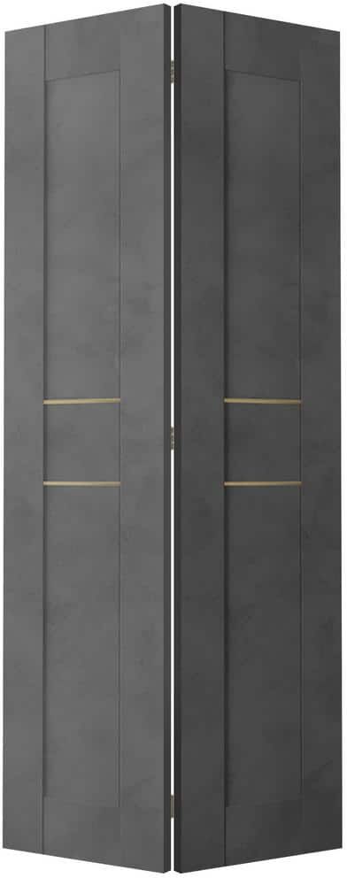 Belldinni Vona 07 2HN Gold 48 in. x 79.375 in. Solid Composite Core Wood Dark Urban Finished Bifold Door with Hardware