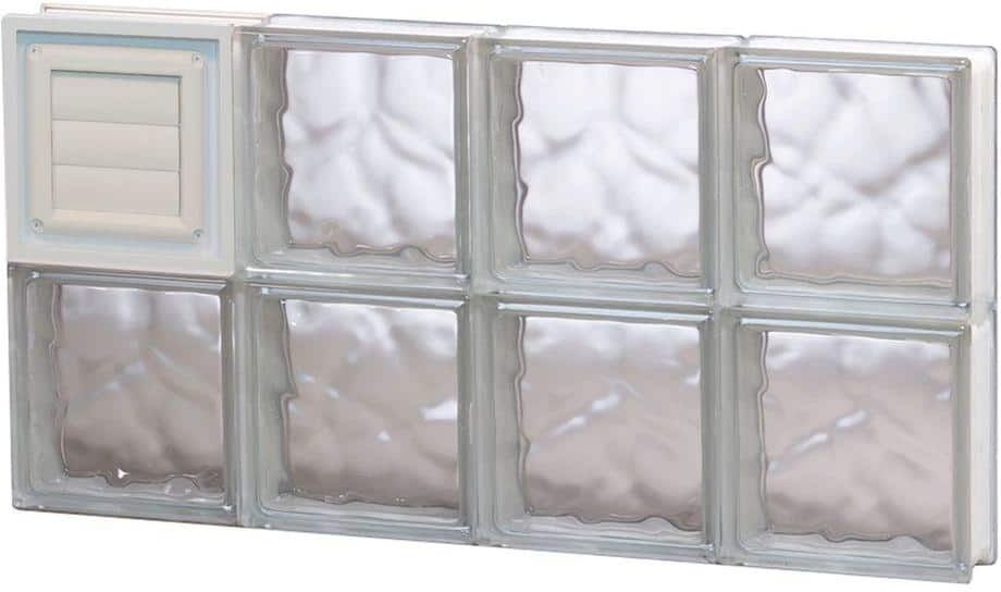 Clearly Secure 31 in. x 15.5 in. x 3.125 in. Frameless Wave Pattern Glass Block Window with Dryer Vent