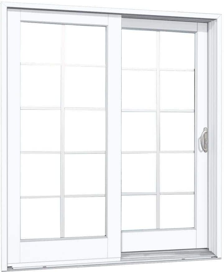 MP Doors 60 in. x 80 in. Smooth White Right-Hand Composite PG50 Sliding Patio Door with 10-Lite GBG