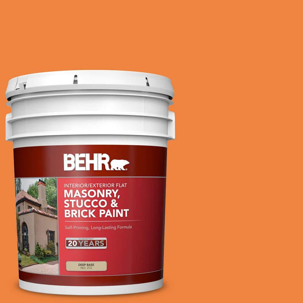 BEHR 5 gal. #P220-7 Construction Zone Flat Interior/Exterior Masonry, Stucco and Brick Paint