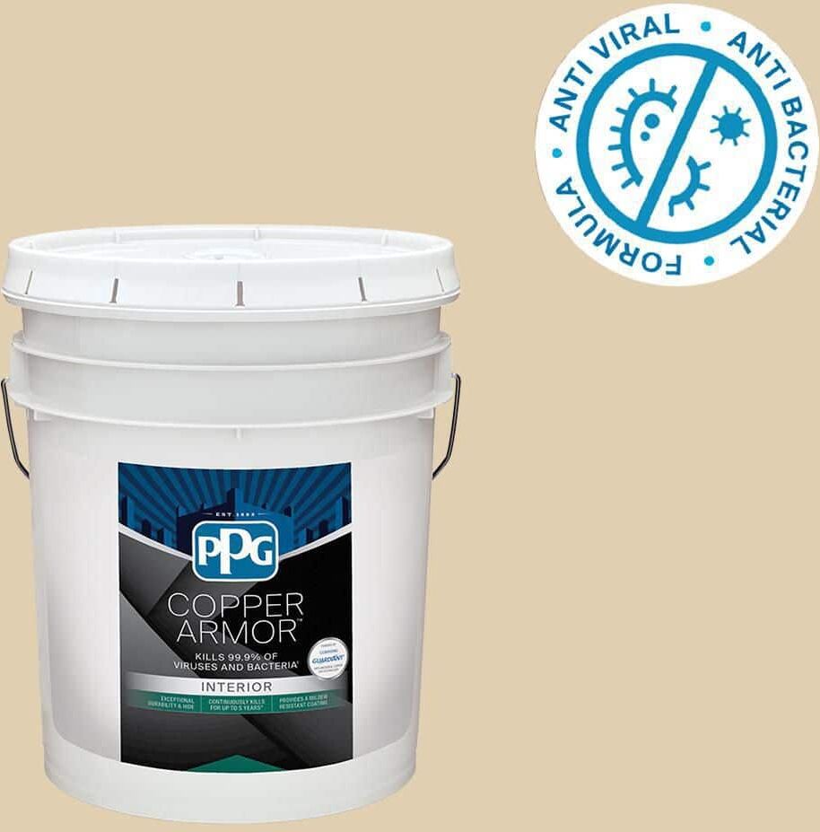 COPPER ARMOR 5 gal. PPG1086-3 Almond Cream Eggshell Antiviral and Antibacterial Interior Paint with Primer