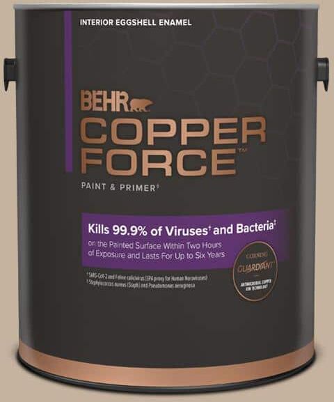 COPPER FORCE 1 gal. #MQ2-32 Mink Haze Eggshell Enamel Virucidal and Antibacterial Interior Paint & Primer