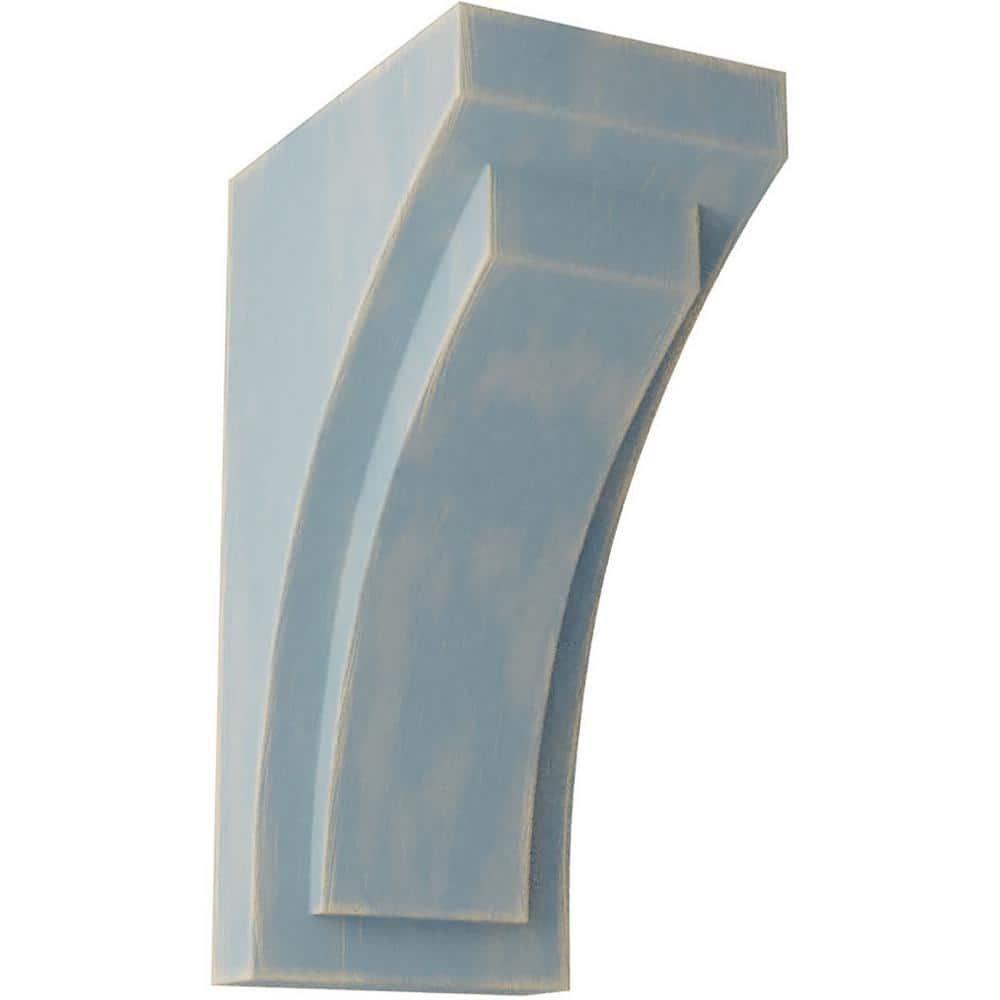 Ekena Millwork 2-1/2 in. x 6 in. x 3-3/4 in. Driftwood Blue Mini Felix Wood Vintage Decor Corbel