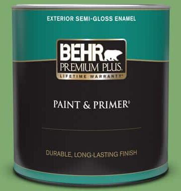 BEHR PREMIUM PLUS 1 qt. #M390-5 Sage Garden Semi-Gloss Enamel Exterior Paint & Primer