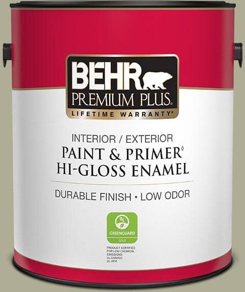 BEHR PREMIUM PLUS 1 gal. #MQ6-27 Sage Wisdom Hi-Gloss Enamel Interior/Exterior Paint & Primer