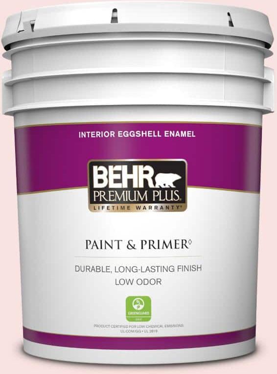 BEHR PREMIUM PLUS 5 gal. #RD-W02 Candy Floss Eggshell Enamel Low Odor Interior Paint & Primer