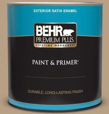 BEHR PREMIUM PLUS 1 qt. Home Decorators Collection #HDC-AC-12 Craft Brown Satin Enamel Exterior Paint & Primer