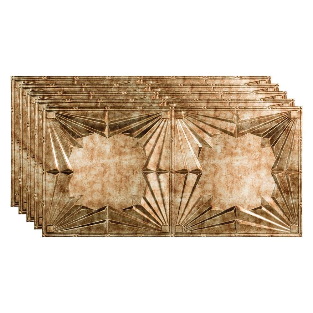 Fasade Art Deco 2 ft. x 4 ft. Glue Up Vinyl Ceiling Tile in Bermuda Bronze (40 sq. ft.)