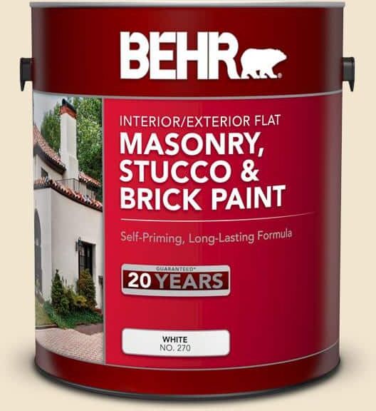 BEHR 1 gal. #S310-1 Writing Paper Flat Interior/Exterior Masonry, Stucco and Brick Paint