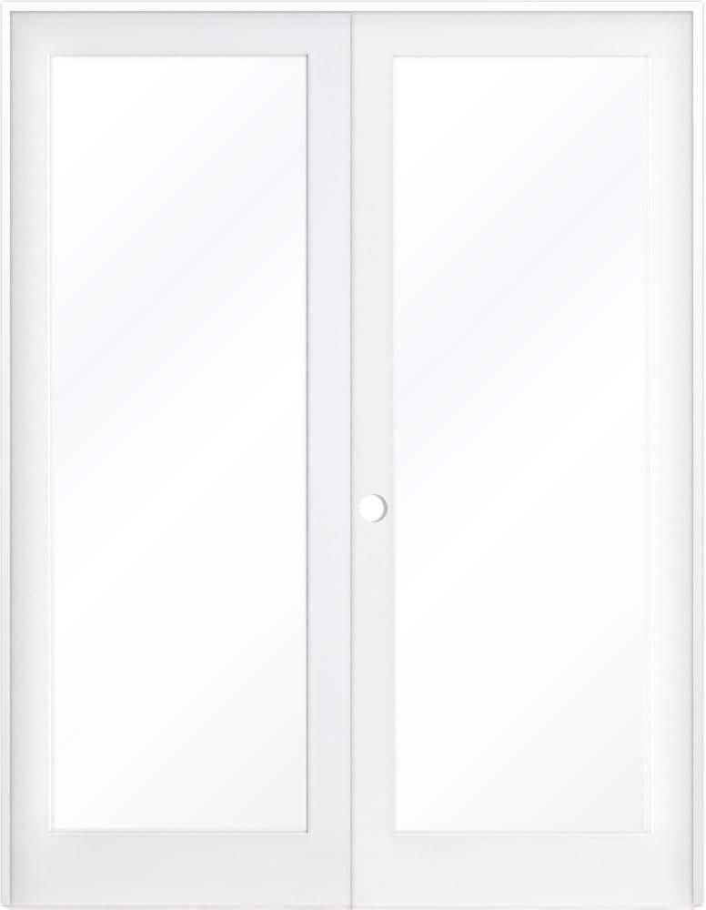 Krosswood Doors 48 in. x 80 in. Craftsman Shaker 1-Lite Clear Glass Right Handed MDF Solid Core Double Prehung French Door